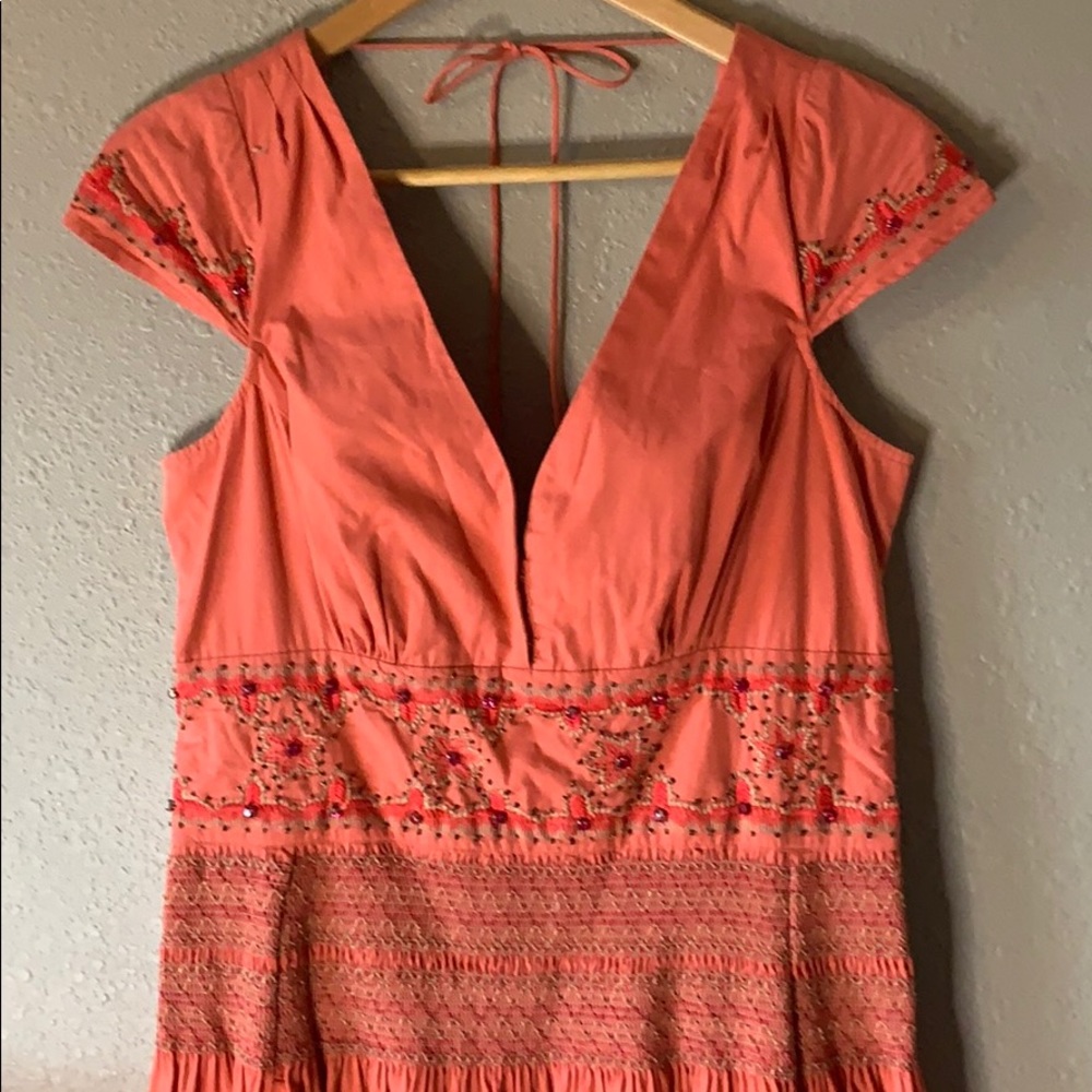 Hand Embroidered Coral Dress Size 12